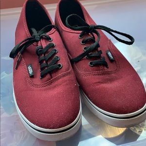 Maroon with Black Laces LO PRO VANS